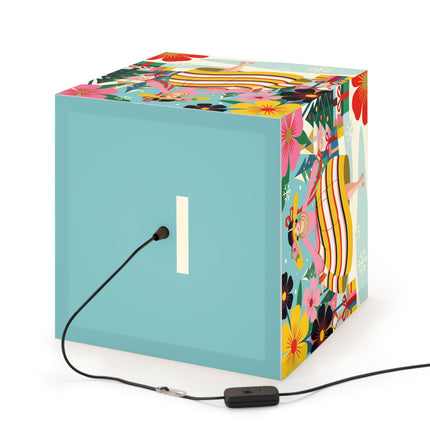 🌼🎄 The Christmas Blossom Belle Light Cube Lamp – Colorful Art Deco Holiday Fantasy