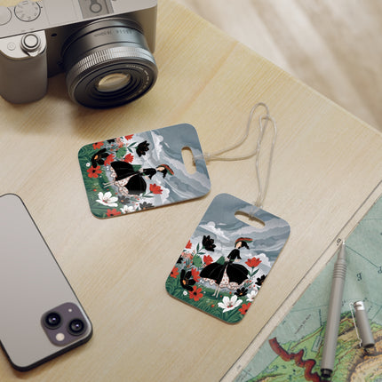 🌧️🌺 The Stormy Flower Walk Luggage Tag – Art Deco Floral Fashion