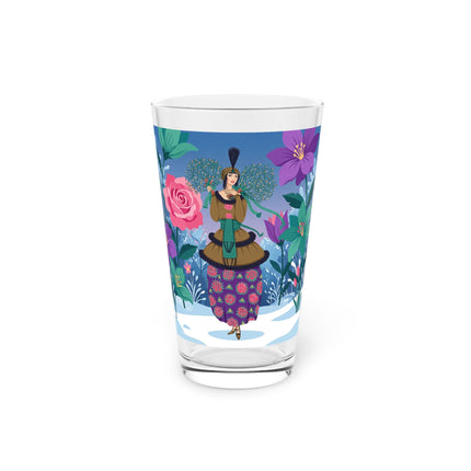 🌹❄️ The Holly Rose Of Winter Pint Glass – Art Deco Christmas Garden