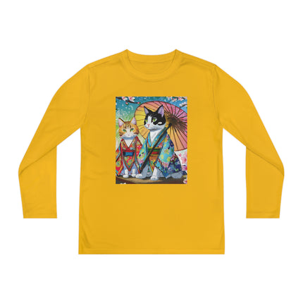 Kimono Kitties Youth Long Sleeve Competitor Tee – Anime Charm & Whimsical Elegance