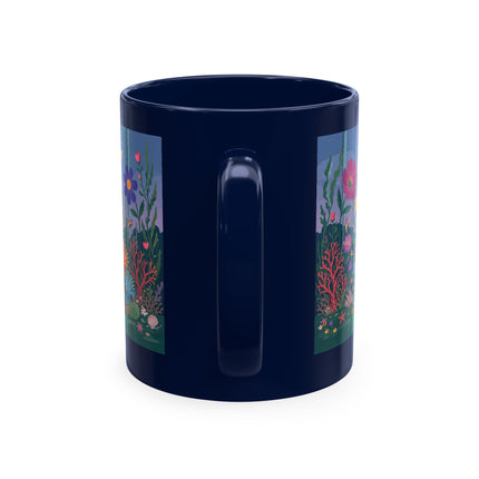 🐠🌸 The Lady Of The Underwater Flower Garden Ceramic Mug – Art Deco Aquatic Whimsy