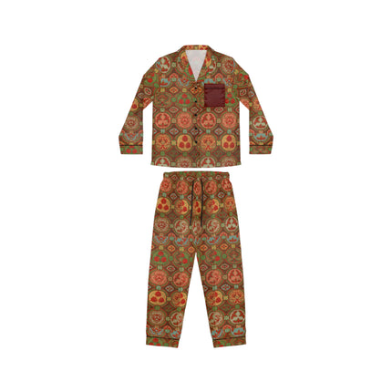 Japanese Fan Pattern by G.A. Audsley Women's Satin Pajamas (AOP)