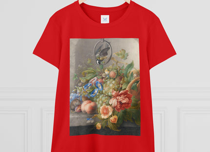 Still Life With Flowers, Fruit, A Great Tit And A Mouse by Herman Henstenburgh Women's Midweight Cotton Tee