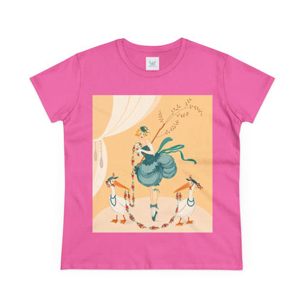 🌸🪽 The Lady And The Garden Storks Cotton Tee – Art Deco Floral Whimsy