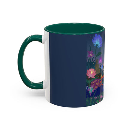 Moonlit Incense Ceremony Colorful Mugs – Art Deco Meditation Garden