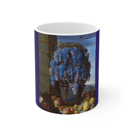 Still Life with Grapes and Other Fruit by Luca Forte Ceramic Mug 11oz