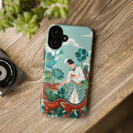 🐉🌿 The Dragon Keeper Phone Case – Art Deco Floral Fantasy