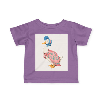 🪿🌸 The Little Pink Garden Goose Infant Fine Jersey Tee – Whimsical Storybook Charm