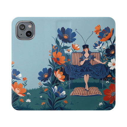 🌺🎩 The Lady Of The Grand Flower Garden Flip Case – Art Deco Floral Fantasy