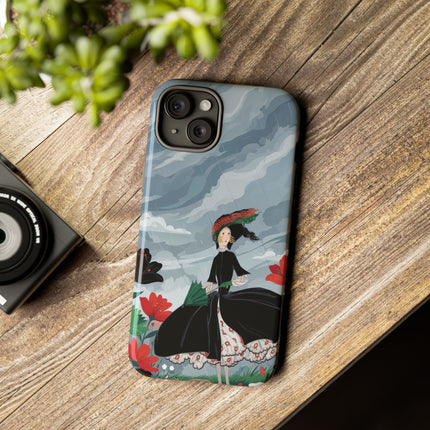 🌧️🌺 The Stormy Flower Walk Phone Case – Art Deco Floral Fashion