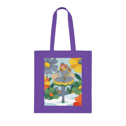 🌼❄️ The Winter Flower Wanderer Cotton Tote Bag – Colorful Winter Fantasy