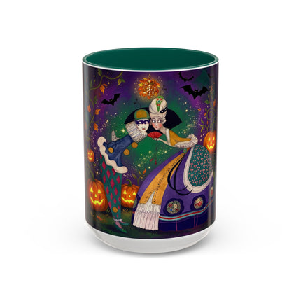 🎭🎃 The Masquerade Beneath The Pumpkin Lantern Colorful Mug – Theatrical Halloween Charm
