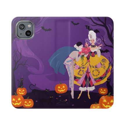 🎭🌹 The Harlequin Rose Masquerade Flip Case – Theatrical Halloween Romance