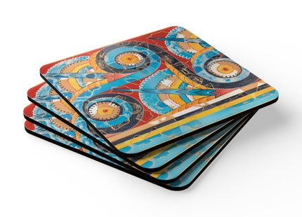 Reproduction of S-Spiral Frieze by Emile Gilliéron Corkwood Coaster Set