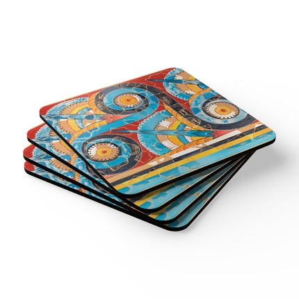 Reproduction of S-Spiral Frieze by Emile Gilliéron Corkwood Coaster Set