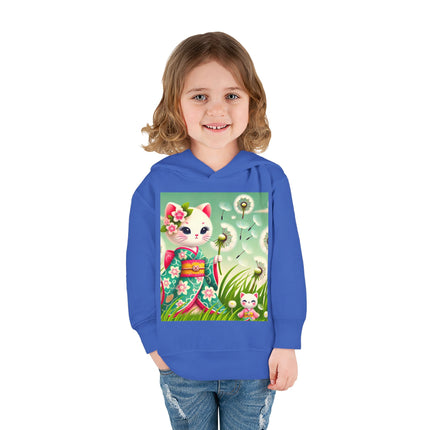 Geisha Kitten and the Dandelion Wish Toddler Pullover Fleece Hoodie