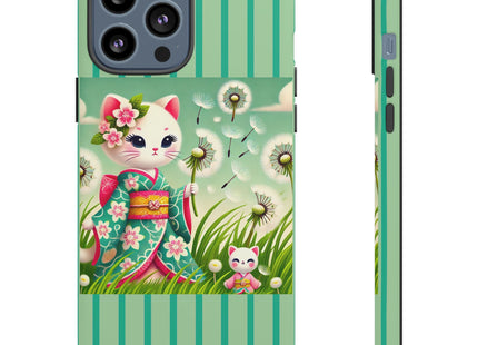 Geisha Kitten and the Dandelion Phone Cases