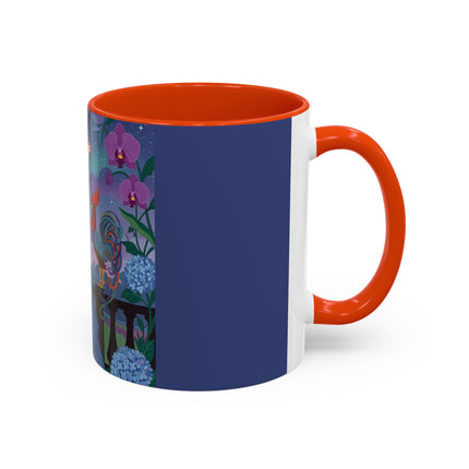 The Lady And The Morning Song Colorful Mugs – Art Deco Botanical Elegance