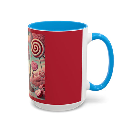 Whimsical Geisha Kitten in a Valentine Garden Colorful Mugs (11oz, 15oz)