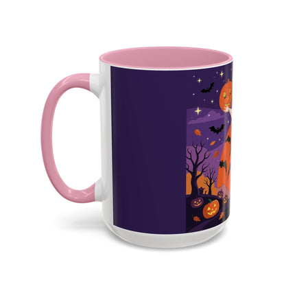 🎃🌕 The Pumpkin Moon Enchantress Colorful Mug – Elegant Halloween Masquerade