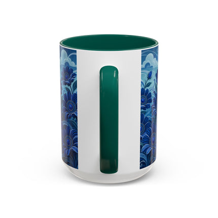 💙🌸 The Sapphire Wind Dancer Colorful Mug – Art Deco Floral Fantasy