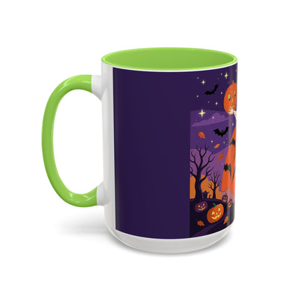 🎃🌕 The Pumpkin Moon Enchantress Colorful Mug – Elegant Halloween Masquerade