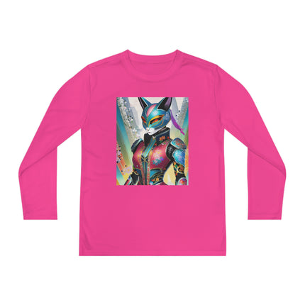 Cyberpunk Chic Youth Long Sleeve Competitor Tee – Holographic Style & Futuristic Adventure