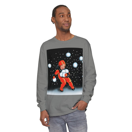 Festive Snowball Unisex Garment-dyed Long Sleeve T-Shirt