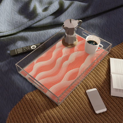 Hues of Orange and Beige Wave Pattern Acrylic Serving Tray