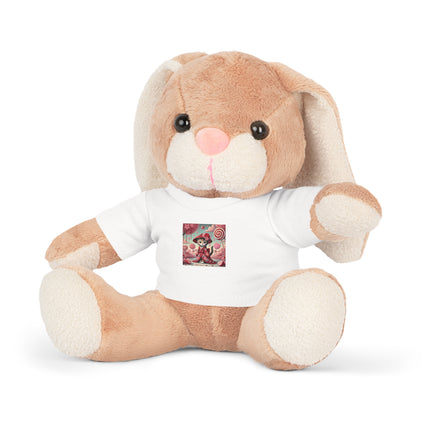 Whimsical Geisha Kitten in a Valentine Garden Plush Toy with T-Shirt