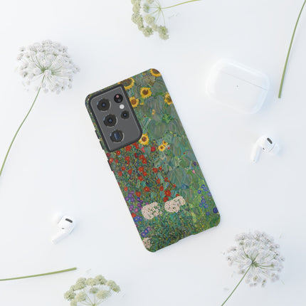 Farm Garden with Sunflowers by Gustav Klimt Phone Cases