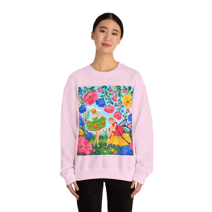 🌸🧚 The Fairies In The Flower Garden Crewneck Sweatshirt – Art Deco Floral Whimsy