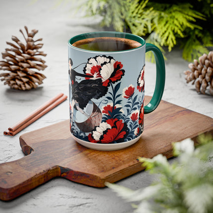 ❤️🌺 The Scarlet Blossom Dancer Colorful Mug – Art Deco Fashion Whimsy