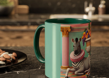 Still Life with Zebra, Fruit, and Pink Columns Colorful Mugs (11oz, 15oz)