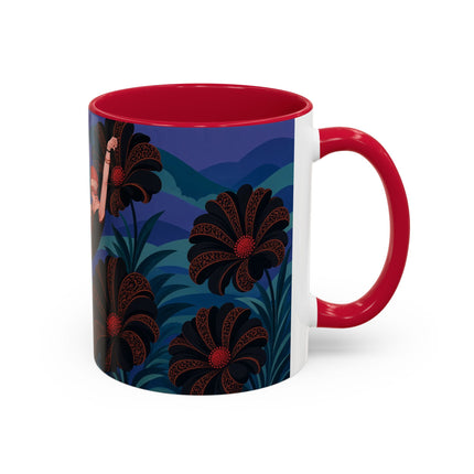 🖤🌺 The Midnight Floral Acrobat Colorful Mug – Art Deco Fashion Whimsy