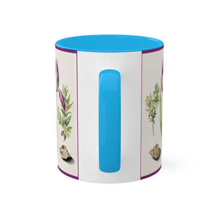 Tulip, Branches of Myrtle and Shells by Maria Sibylla Merian Colorful Mugs, 11oz