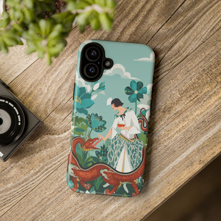 🐉🌿 The Dragon Keeper Phone Case – Art Deco Floral Fantasy