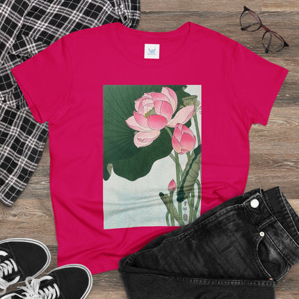 Blooming Lotus Flowers by Ohara Koson Women's Midweight Cotton Tee