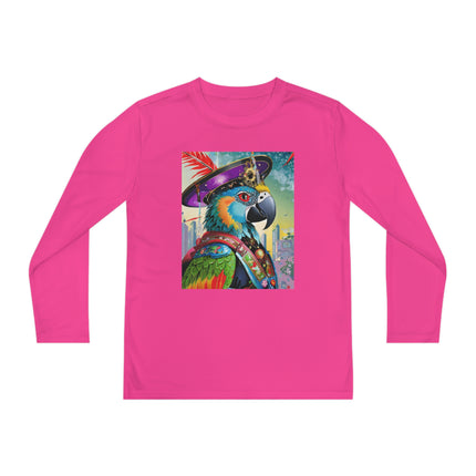 Tech Plumes Youth Long Sleeve Competitor Tee – Neon Wings & Cyberpunk Adventure