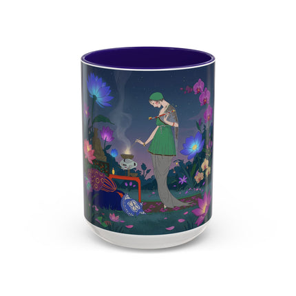 Moonlit Incense Ceremony Colorful Mugs – Art Deco Meditation Garden
