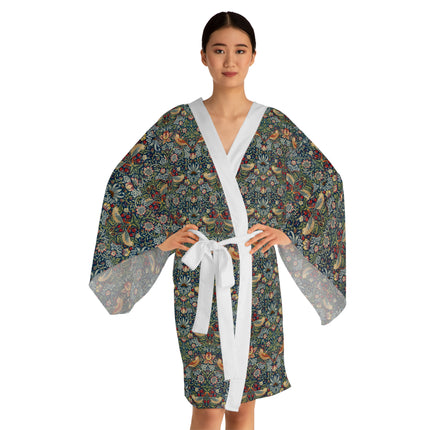 Strawberry Thief by William Morris Long Sleeve Kimono Robe (AOP)