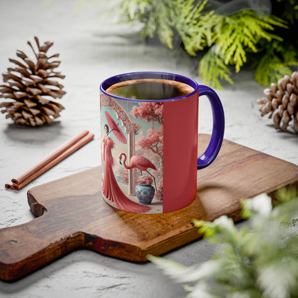 Petals, Porcelain, and Flamingos Colorful Mugs (11oz, 15oz)