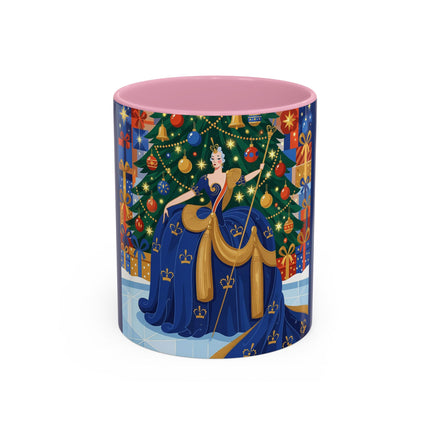 👑🎄 The Christmas Queen Of Golden Bells Colorful Mug – Art Deco Holiday Elegance