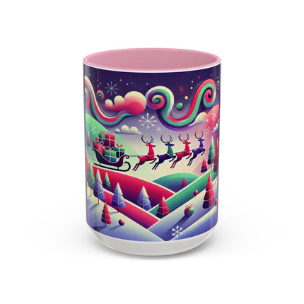 Festive Reindeer Flight Colorful Mugs (11oz, 15oz)