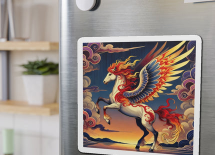 Flame-Winged Horse at Sunset Die-Cut Magnets (4 Sizes)