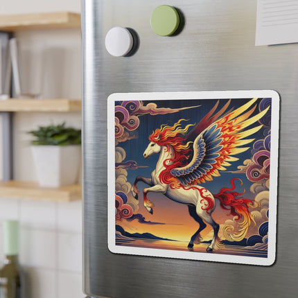 Flame-Winged Horse at Sunset Die-Cut Magnets (4 Sizes)