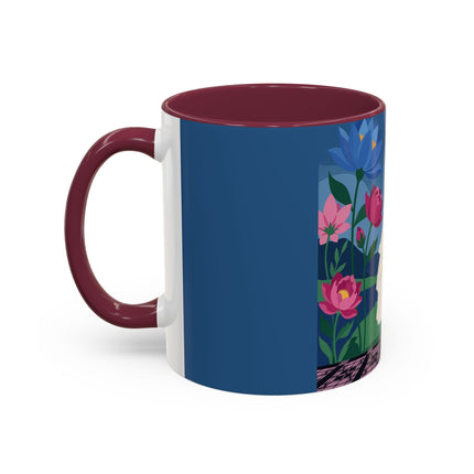 The Lady Of The Golden Parasol Colorful Mugs – Art Deco Botanical Elegance
