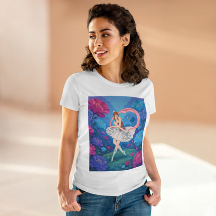 🦋🌸 The Butterfly Garden Ballet Cotton Tee – Art Deco Floral Whimsy