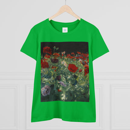 Poppies (A Study of Poppies for Carnation, Lily, Lily, Rose) by John Singer Sargent Women's Midweight Cotton Tee