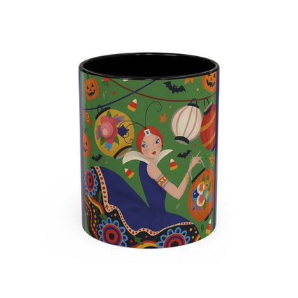 🏮🎃 The Lady Of Halloween Lanterns Colorful Mug – Colorful Art Deco Halloween Charm